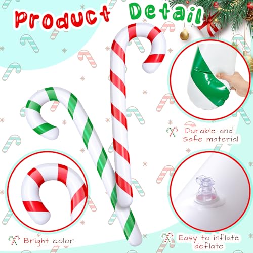 Leyndo 5.5ft Inflatable Christmas Candy Cane Decorations Set of 12, Green & Red