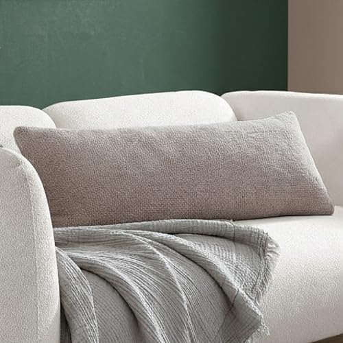 Lumbar Support Pillow - Memory Foam Body Cushion, Washable Cover, Biscotti 14x36