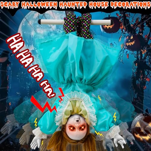 Turnmeon 30-Inch Halloween Animatronic Hanging Doll with Sound & Moving Hands