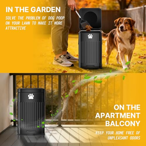 22L Rectangular Dog Poop Trash Can - Outdoor Waste Bin with Lid & Drawstring Bags