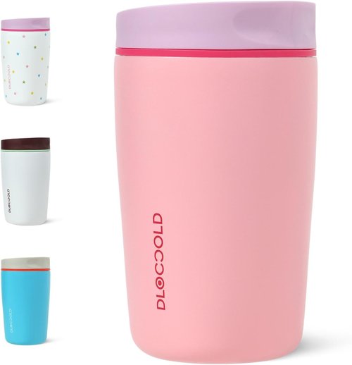 DLOCCOLD Insulated Stainless Steel Coffee Tumbler - Spill Resistant Lid | 12oz Reusable Travel Mug