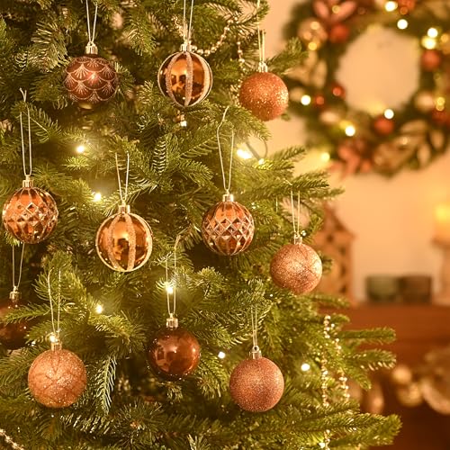 Valery Madelyn Copper Gold Christmas Tree Ornaments Set 30pcs 2.36 Inch