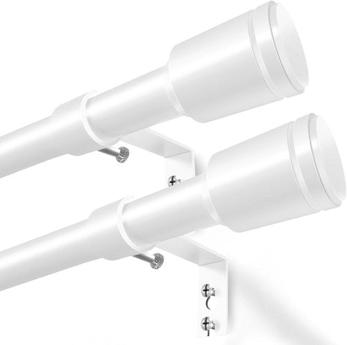 Adjustable 5/8” Diameter White Curtain Rods by [Brand Name] - 30-45 Inch for Small Windows | 2 Pack
