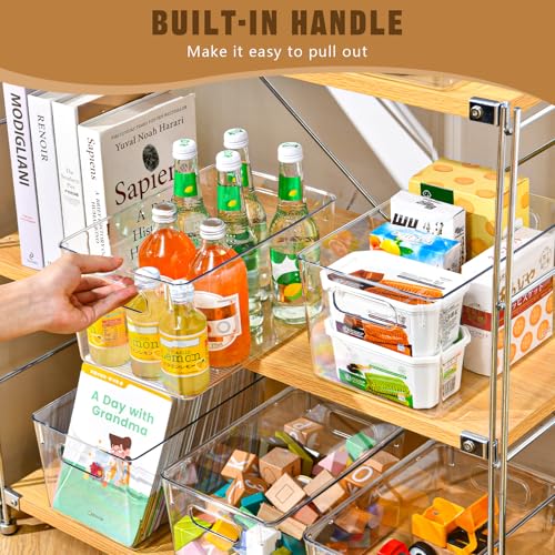 Large 12 Pack Clear Storage Bins with Lids - 7 Quart Pantry Organizers