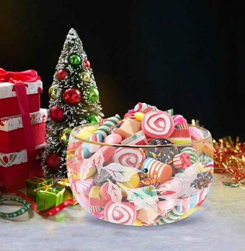 16 oz Festive Holiday Glass Nut Bowl with Gold Rim – Clear Bowl for Nuts & Snacks