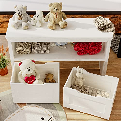 IRONCK Large White Toy Storage Organizer with Drawers & Open Shelves