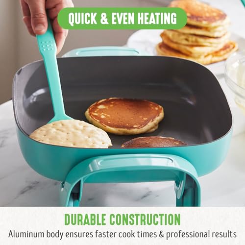 Electric Skillet 12 Inch 5QT Nonstick Cooking Pan - Turquoise