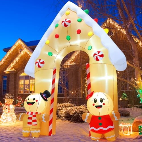 GOOSH 11.8 ft Christmas Inflatable Archway with LED Lights for Outdoor Yard Decor