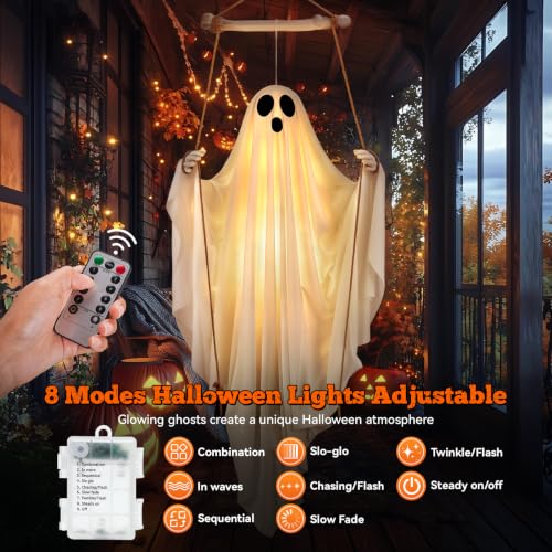 Halloween Decorations Outdoor - 5FT Hanging Swing Ghost with Remote