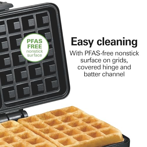 Belgian Waffle Maker with Shade Control - Makes 2 Waffles at Once - Compact & Easy to Store