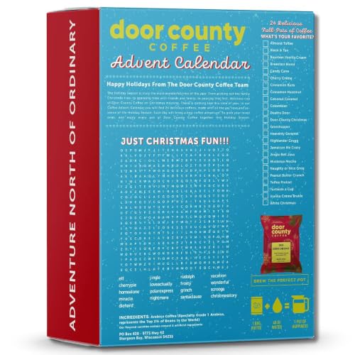 Christmas Coffee Advent Calendar with 24 Full-Pot Flavored Coffee Bags
