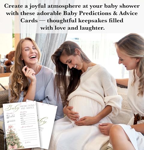 ONDTOM Christmas Baby Shower Game Cards 25-Pack - Winter Holiday Party Advice & Predictions, Model A03