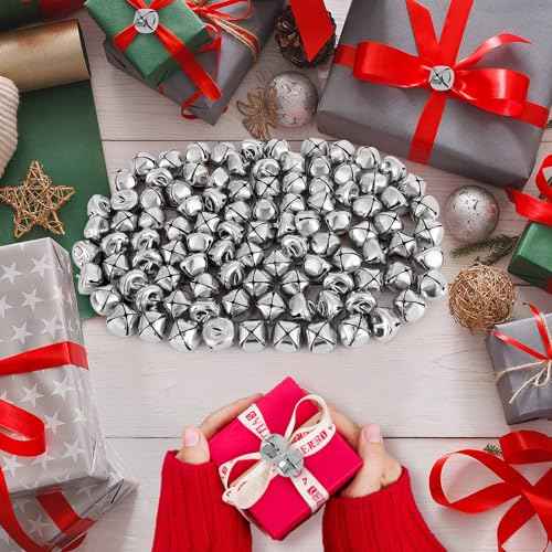 Jingle Bells for Crafts,1 Inch Large Jingle Bells Bulk, 50 Pcs Christmas Craft Bells for DIY Festival Home Wreath Christmas Party Decoration (Silver)