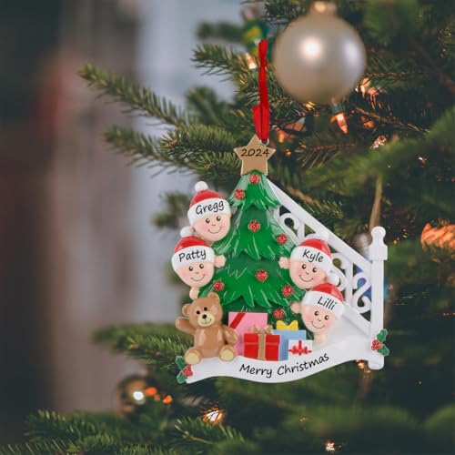 MAXORA Family of 4 Personalized Christmas Ornament 2026 - 4 Heads Variation