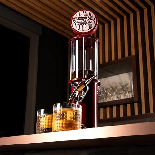 Viking Red Liquor Dispenser Pump for Home Bar - 30 Fl. oz Vintage Style Shot Dispenser