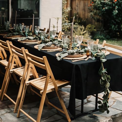 Peppily 8 Pack Black 60 x 102 Inch Rectangular Tablecloths for 6 Foot Tables