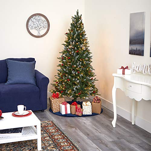 Snow Tipped Portland Spruce Tree with 300 LED Lights, 6ft Artificial Christmas