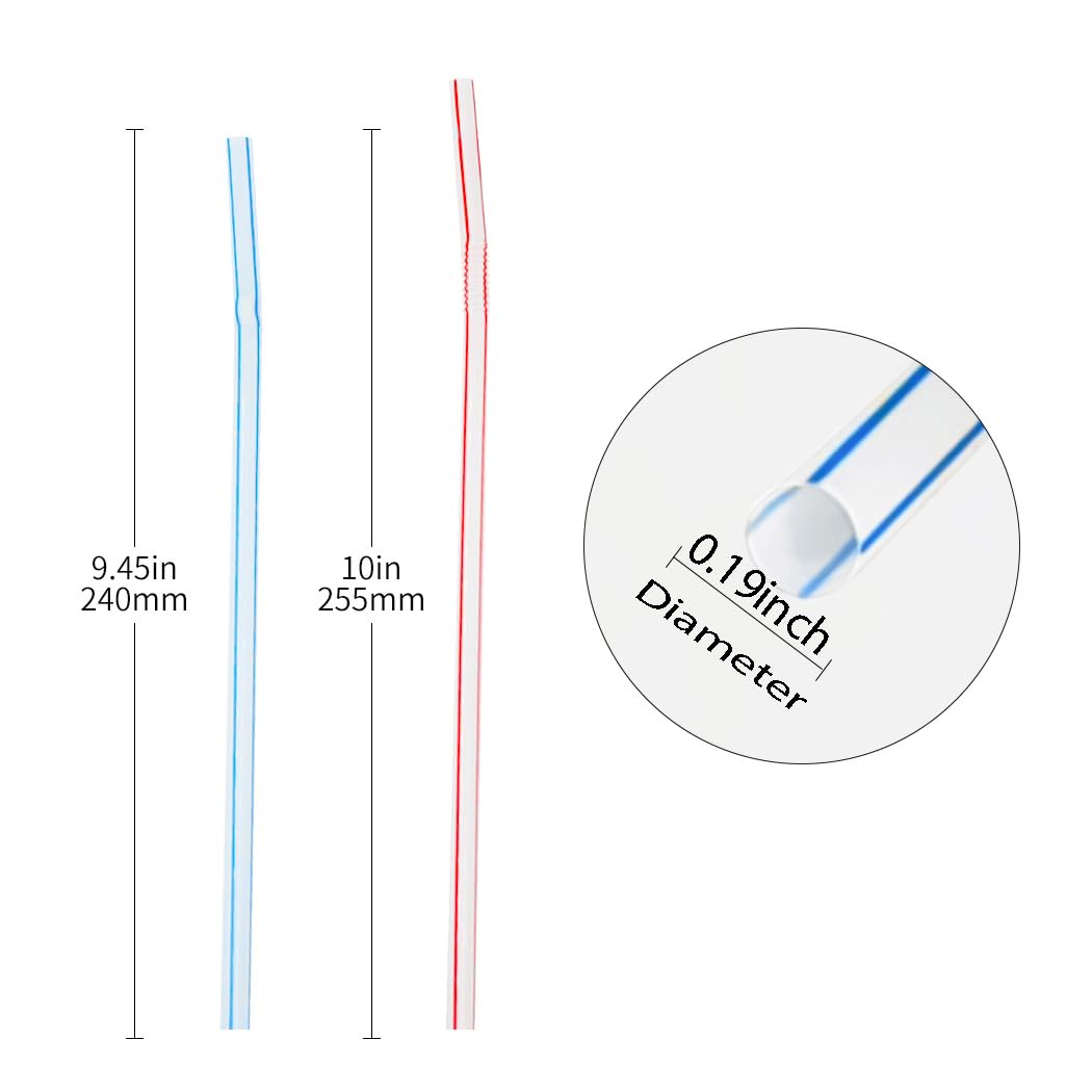 [Honest ECO ] 9.45inch Flexible Plastic Straws Extra Long Bendy Straws Prefer for Tall Glassees/Water Tumbler/Bottled Drinks/All Hot or Cold Low Viscosity Drinks (Stripe)