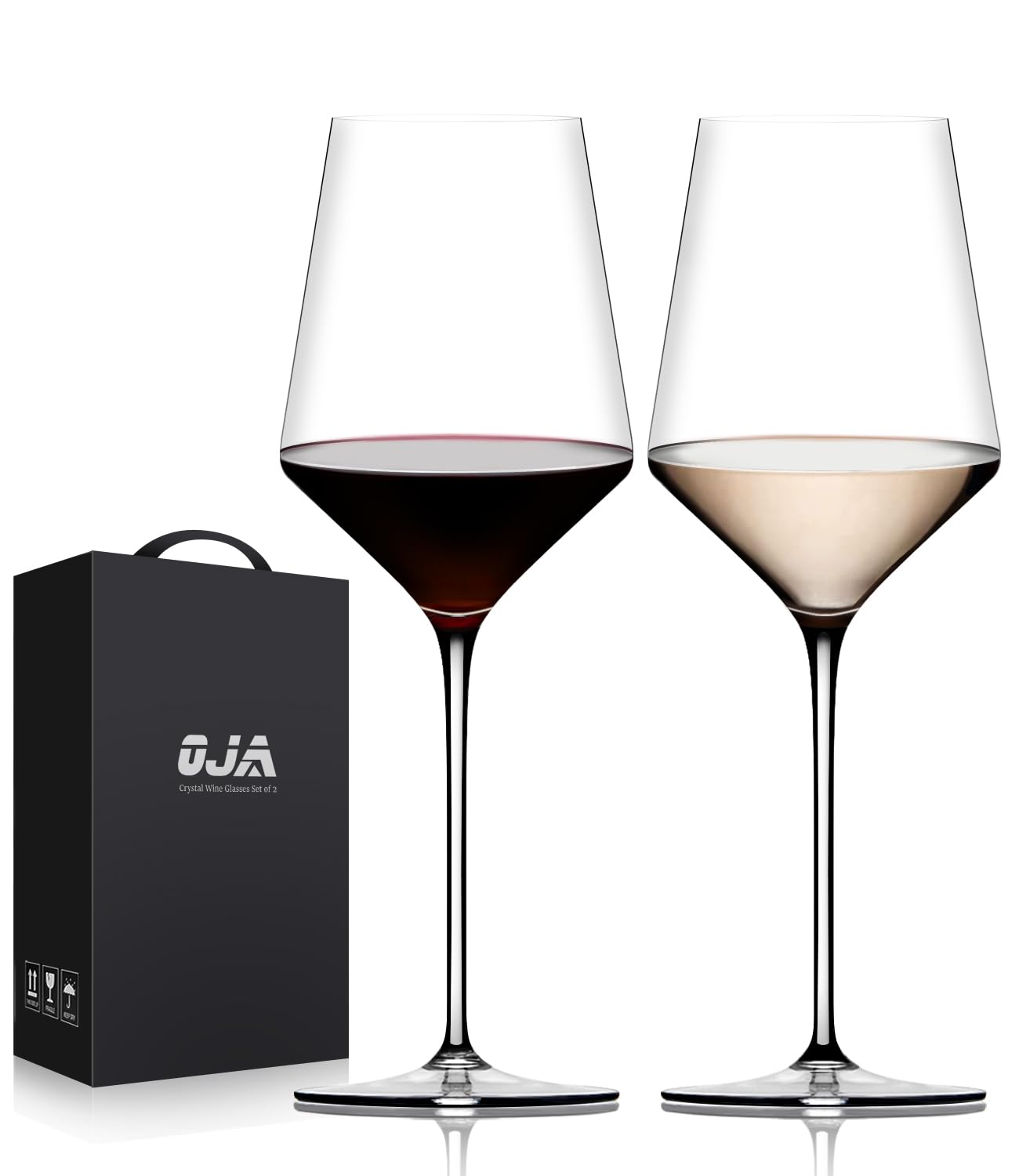 Red Wine Glasses Set of 2, Premium Crystal Wine Glasses Hand Blown, 15 oz,Thin Rim,Long Stem,Perfect for Red or White, Daily Use,Unique Wedding Anniversary Birthday or Birthday Gift