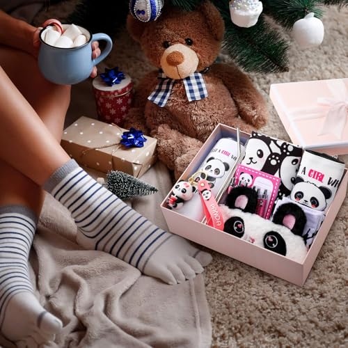 Wonderjune Panda Gift Set for Girls Teens - Christmas Gift with Tote, Cup, Socks & More