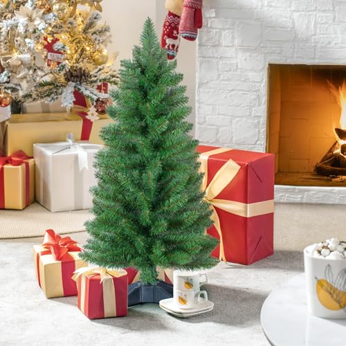 FLAGLY 3ft Artificial Christmas Tree - Green Mini Tabletop Pine with 4-Leg Base