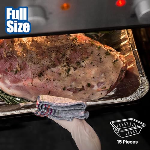 Disposable Aluminum Steam Table Pan - Full Size Deep Foil Baking & Serving Tray - 15 Inch