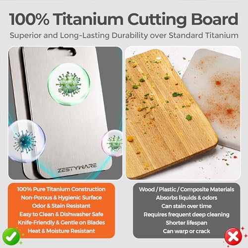 Titanium Cutting Board Set of 3 - Double-Sided Non-Toxic Food Prep Boards