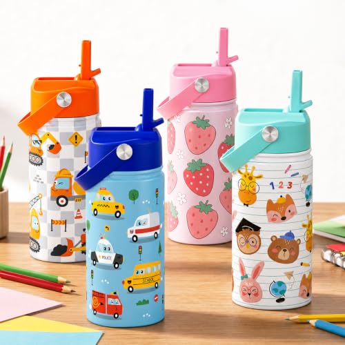 SANDJEST Unicorn Kids Water Bottle 12oz with Straw Lid - Variation 3