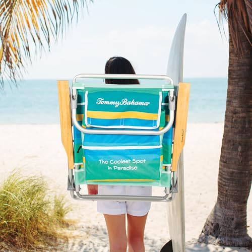 Lay Flat Beach Chair with Towel Bar & Cooler - Pineapple Stripe 1-Pack