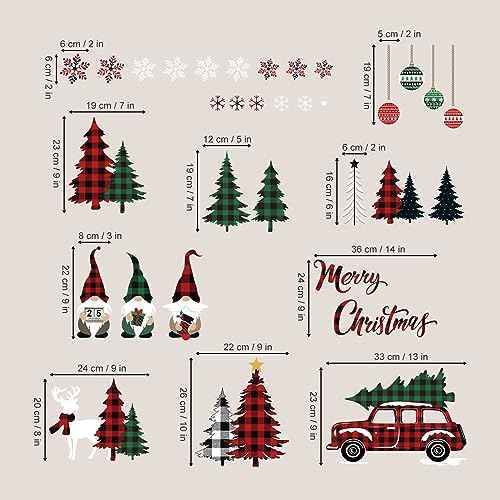 decalmile Christmas Window Clings Reusable Christmas Tree Window Decals Glass Mirror Holiday Party Decoration