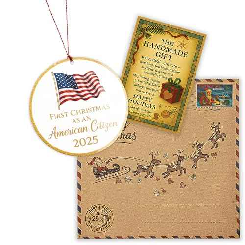 First Christmas as American Citizen Ornament 2025 ? Patriotic American Flag Christmas Ornament ? Citizenship Gift for New US Citizen ? USA Immigration Celebration Keepsake