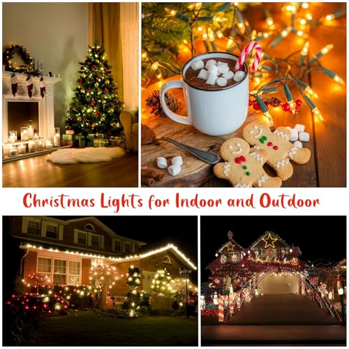 Wabarle Warm White Christmas Lights 100 Count Incandescent String 21ft Connectable Indoor Outdoor UL Certified