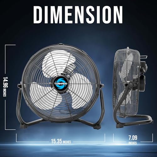 12-Inch High-Velocity Metal Floor Fan - 3-Speed, Tilting, Industrial & Home Use