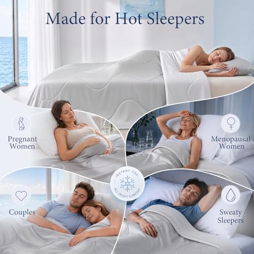 Cooling Comforter for Hot Sleepers, Queen 90x90, Silver Gray
