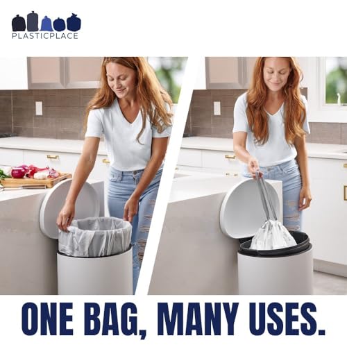 White Custom Fit Trash Bags for 12 Gallon Code M Cans - Tear-Resistant 200 Pack