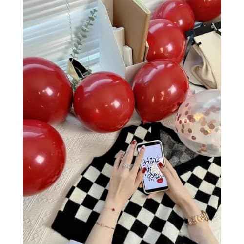 Ruby Red Balloons 100 pcs Dark Red Latex Balloon Different Sizes 18 12 10 5 Inch Premium Helium Balloons for Balloon Garland Arch Birthday Party Wedding Valentine's Day Christmas Decorations