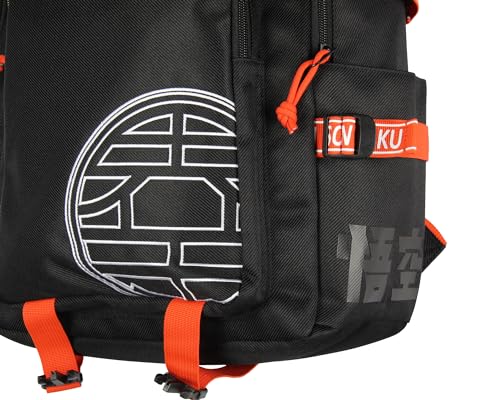 Dragon Ball Z Travel Backpack with Kanji Symbols - Padded Tech Pocket & Multiple Storage