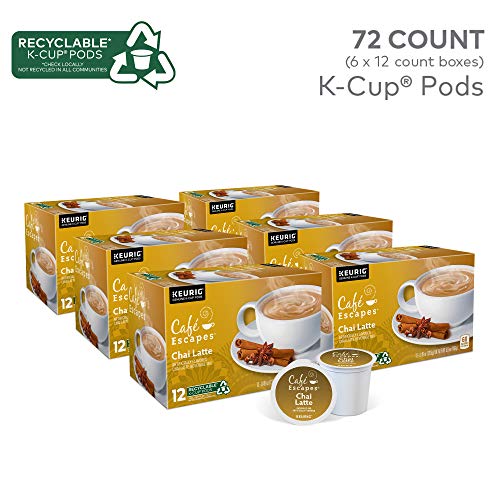 Chai Latte Coffee Pods - Pack of 24, Recyclable K-Cup, Café Escapes