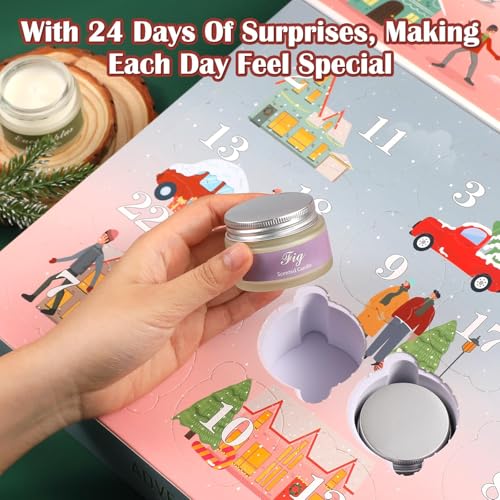 Pink Advent Calendar 2026 with 24 Scented Candles - Holiday Countdown Gift for Adults
