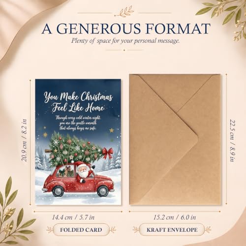 AIROW Christmas Card Gift for Husband - Santa's Red Car (Orange)