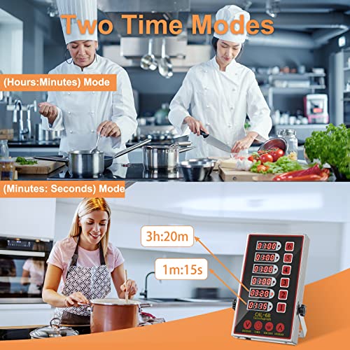 YOOYIST Black 6-Channel Commercial Kitchen Timer with Loud Alarm