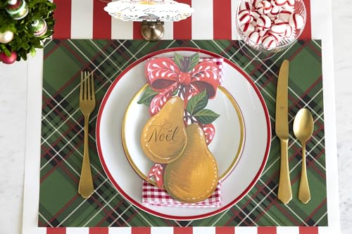 Green Plaid Christmas Paper Placemats - Square Disposable Winter for