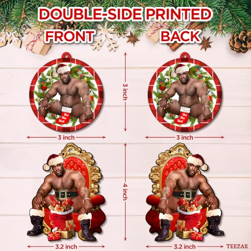 Teezar 2-Pack Wooden Christmas Ornaments - Funny Mr. Wood Meme Holiday Decor