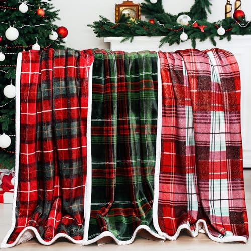 Tiamon Christmas Throw Blanket Set with Sherpa & Flannel, 50x60 Inches