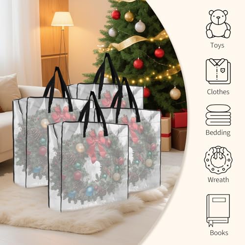 Garvee 26-Inch 8-Pack Clear Wreath Storage Bags with Zipper, 66x66x22cm