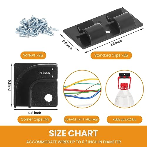 VEXON Outdoor String Light Hooks Kit 35Pcs Heavy Duty Clips with Waterproof Adhesive Black-35Pcs