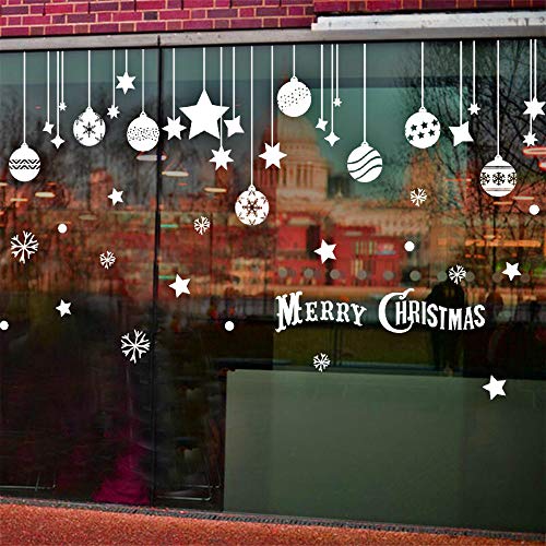 ELFPOEME Christmas Window Clings - Snowflake Xmas Ball Decorations, Holiday Party Large Window Stickers, Winter Wonderland Decals, Christmas Ball Variant