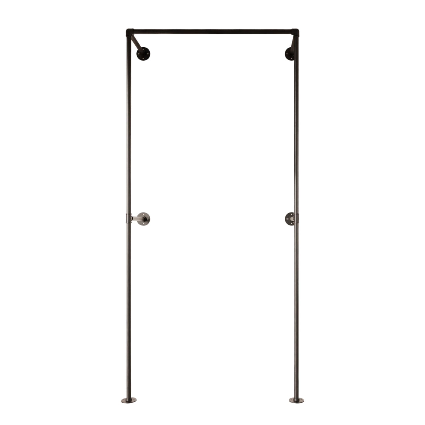 Anynice Black Industrial Pipe Clothing Rack 37.4" W Wall Mounted, Heavy Duty Iron Garment Rack 150 lbs per Rod, Open Closet Organizer for Bedroom Laundry Room Retail Display