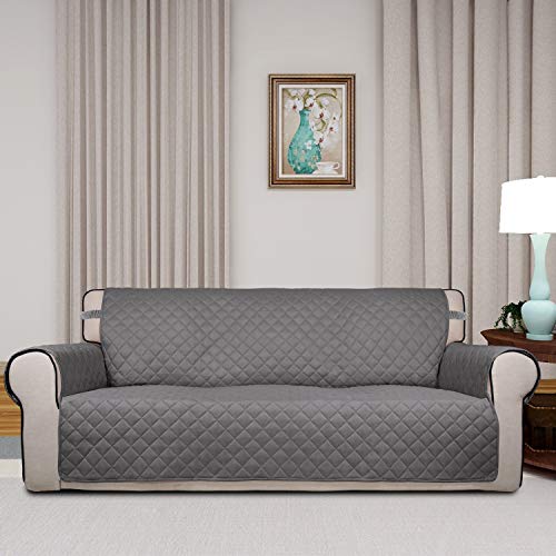 PureFit Reversible Quilted Couch Cover for Dogs Oversized Sofa 78” Gray Light Gray