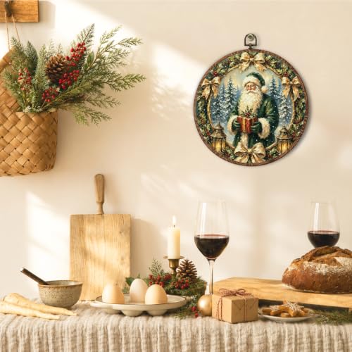 Saikociju Christmas Santa 03 Vintage Round Wall Art 10x10 in